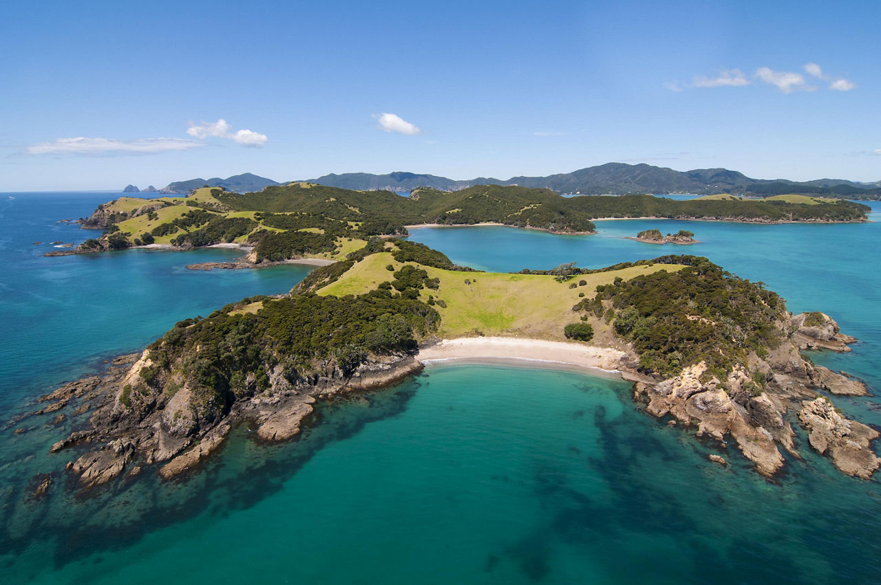 Beautiful New Zealand Islands With Green Lush Scenery