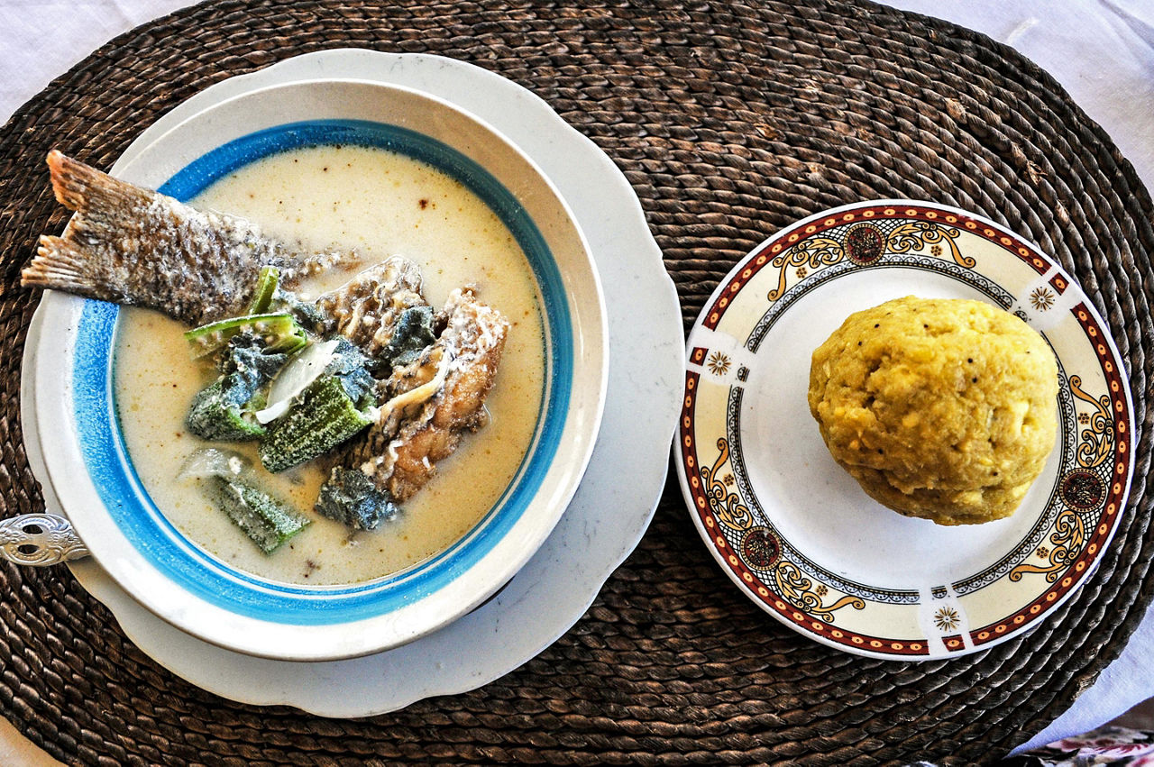 Belizean Fish Soup Cooked in Coconut Milk