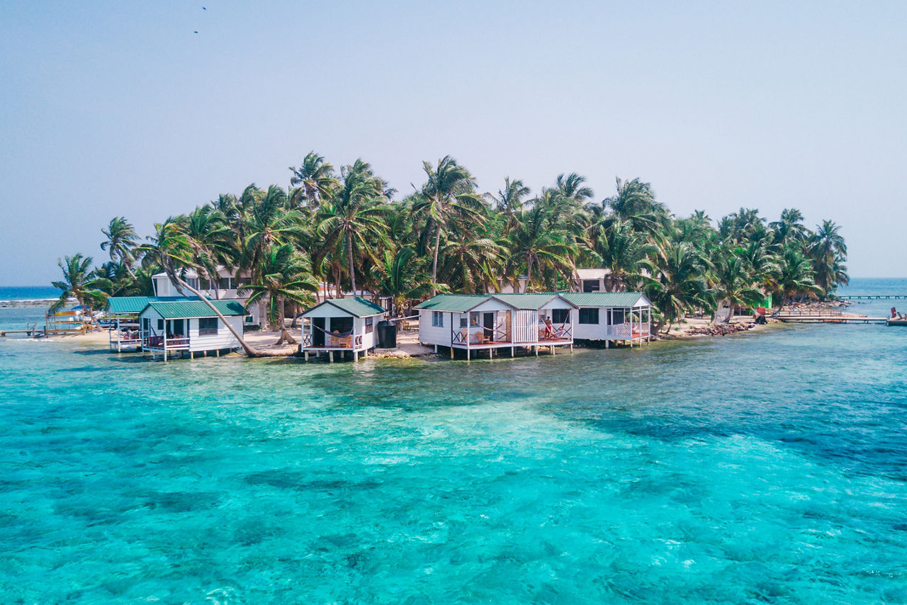 Visiting the Tobacco Caye Barrier Island. Belize