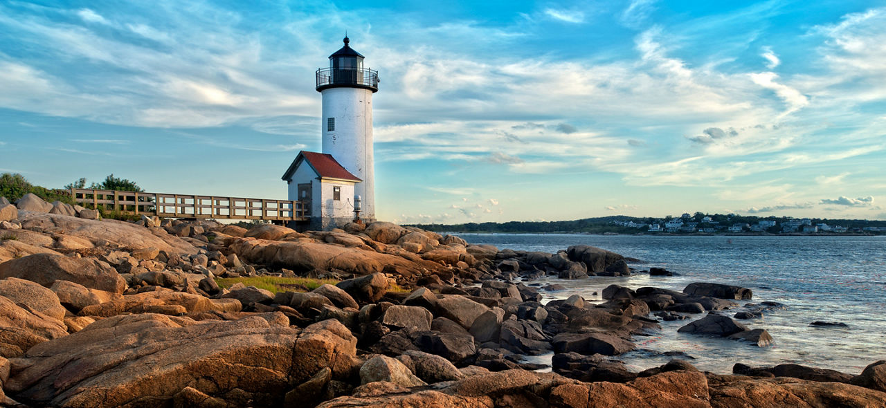 Lighthouse Surrounded by Rocks in Canada 