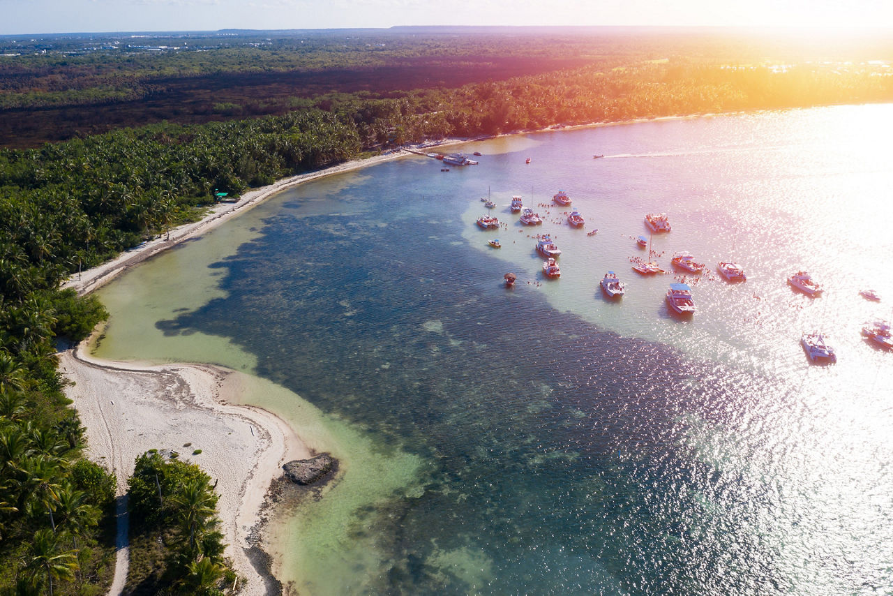 Aerial view of Caribbean boat tours. Dominican Republic