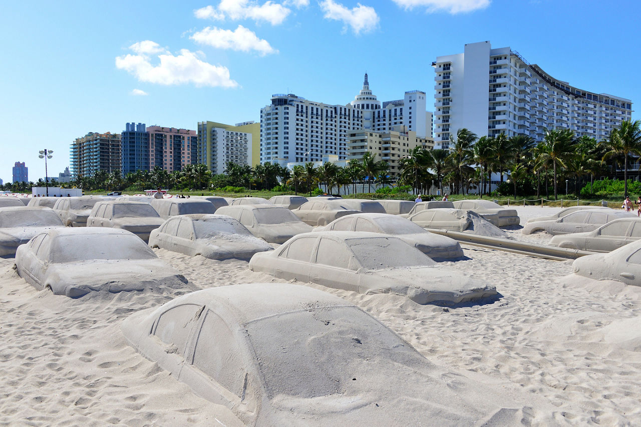 Art installation on the beach during Art Basel. Miami.