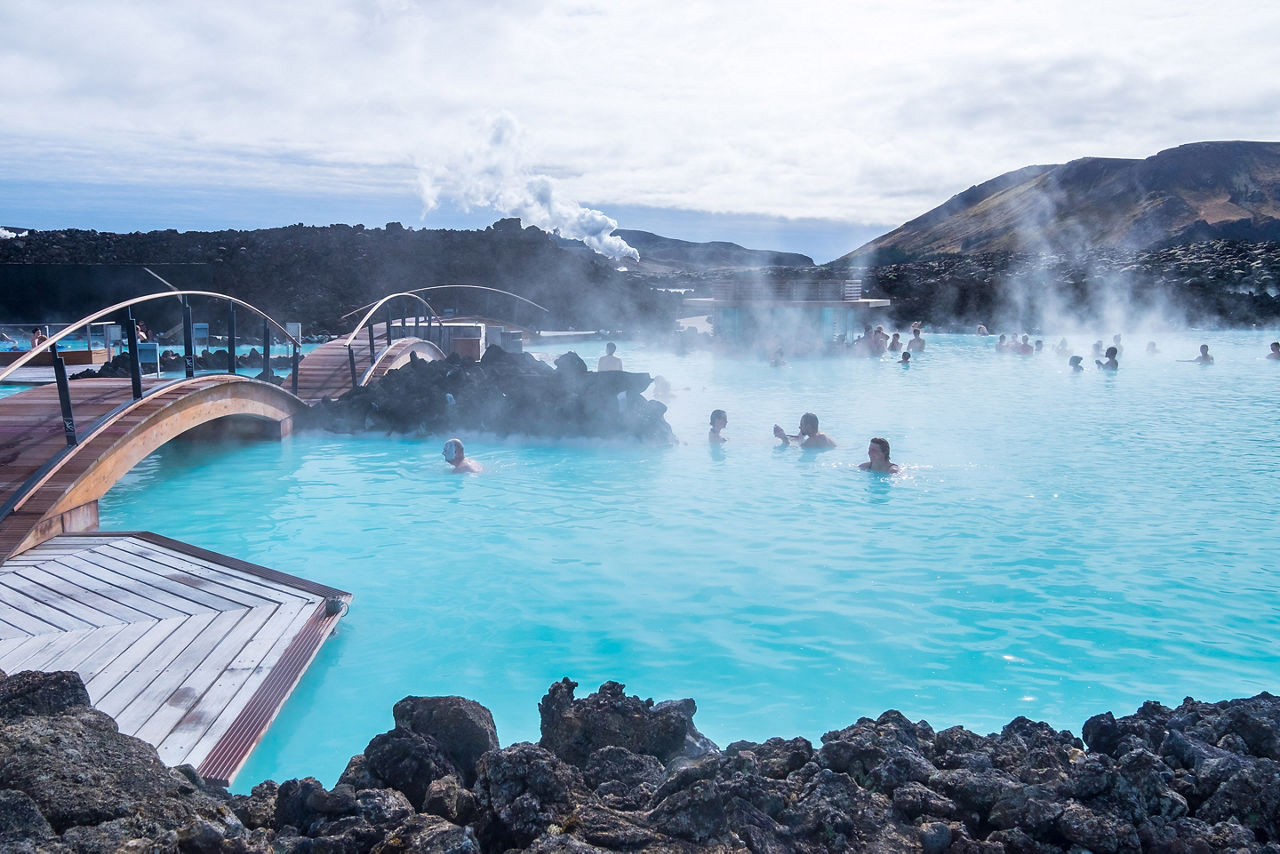 Famous Blue Lagoon geothermal spa hot spring. Europe
