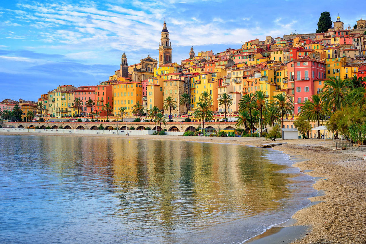 Menton, France Sandy Beach 