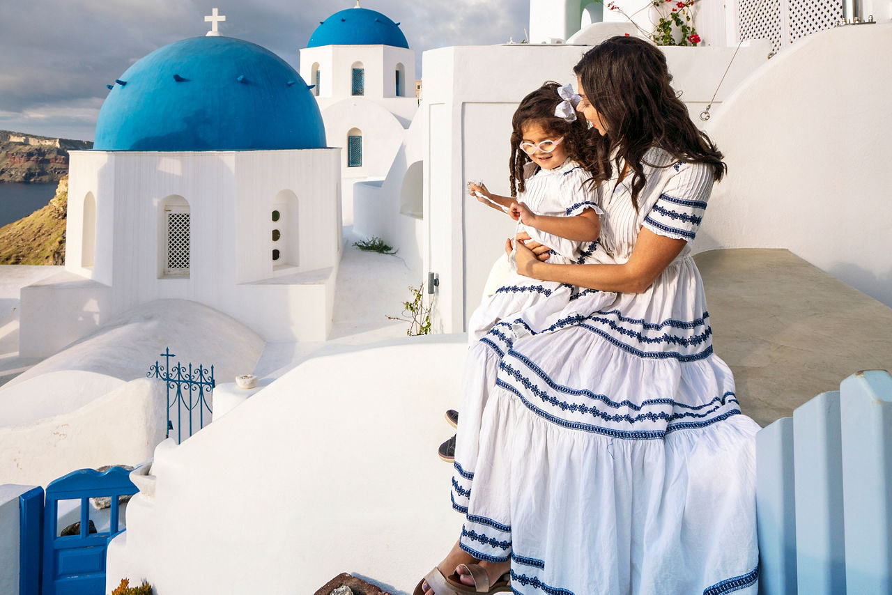 Mother and Daughter Enjoying and Exploring Greece