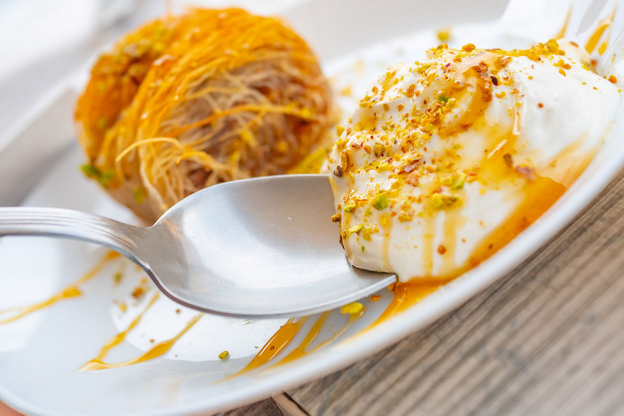 Greece Kataifi Dessert Pastry Whip Cream