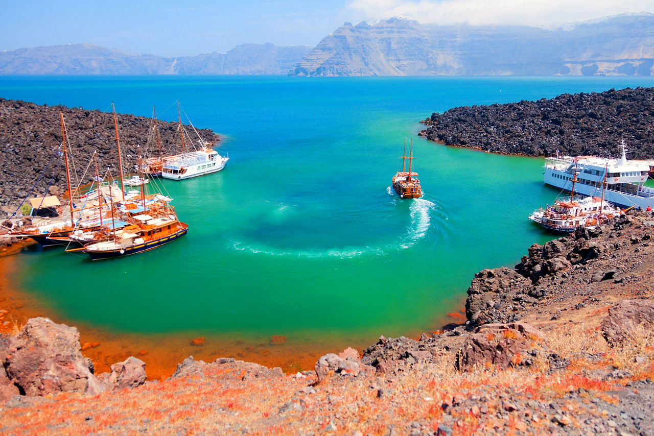 Greece Nea Kameni Volcanic Black Rock Tour