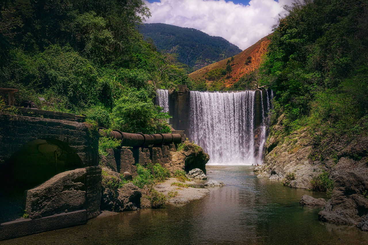 Reggae Falls seen while on a Waterfall Cruise Excursion, Jamaica.