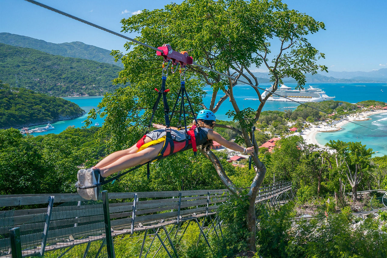 Girl Zip Lining in Haiti Labadee