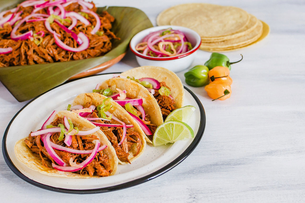 Mayan cuisine tacos from Yucatan Mexico