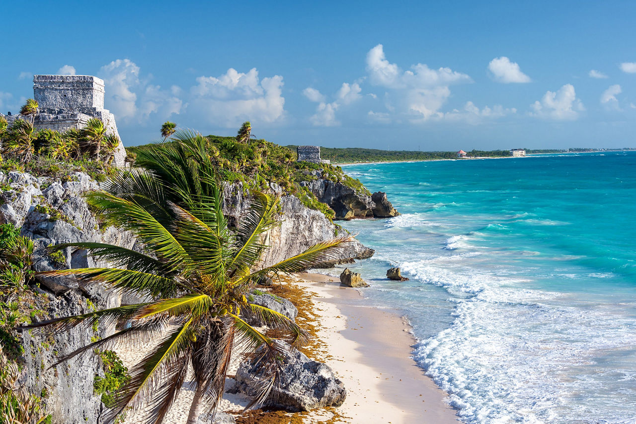 Mexico Tulum Castillo Waves Shore