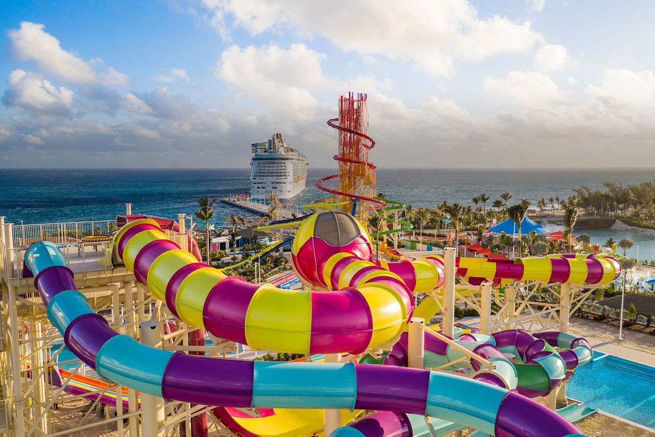 Perfect Day Coco Cay Slides Aerial Hero