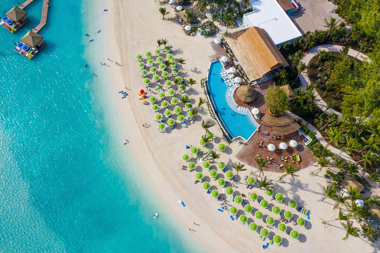 Coco Beach Club Aerial Infinity Pool, Perfect Day at Coco Cay