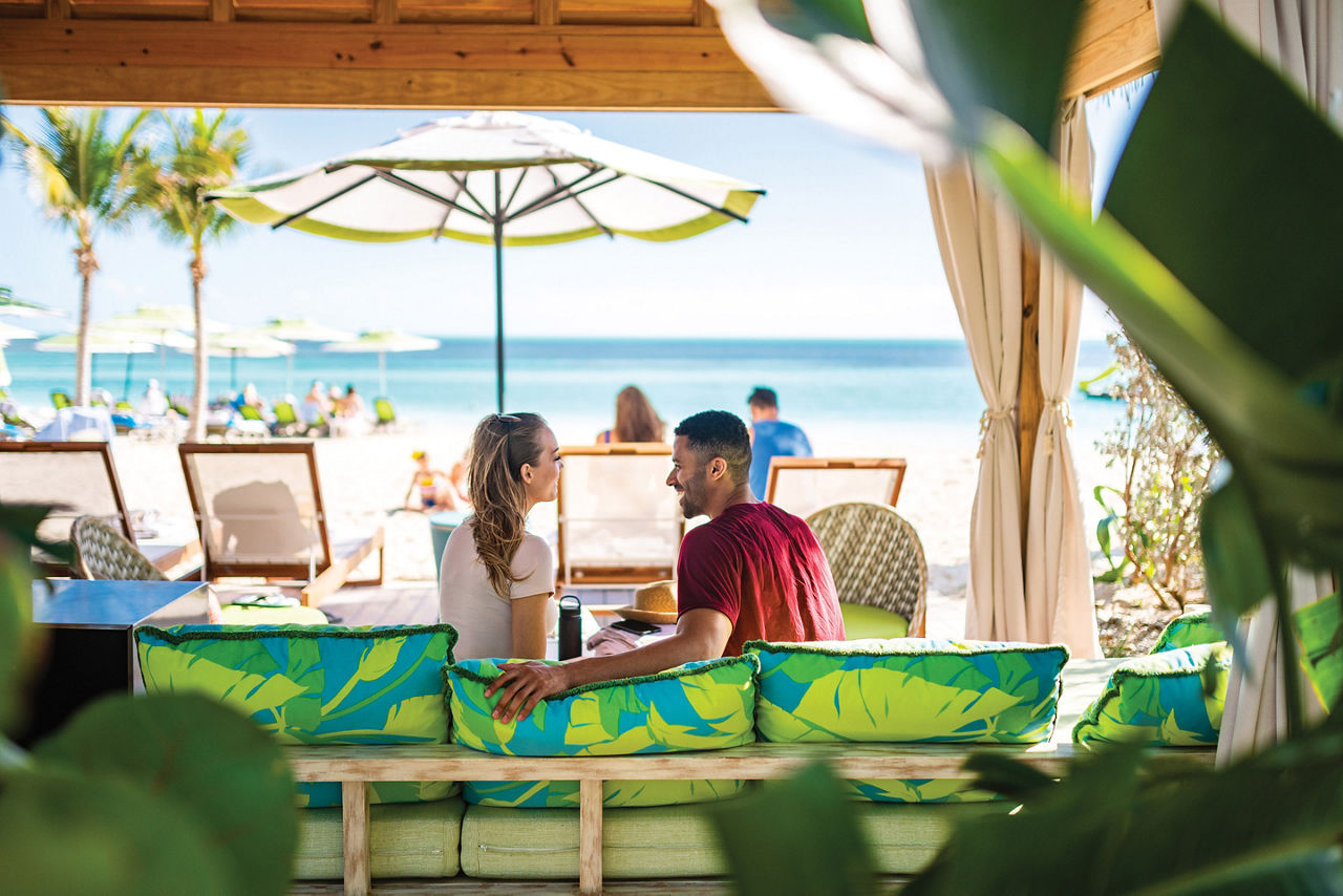 Coco Beach Club Beach Cabana Couple Lounging, Perfect Day at Coco Cay