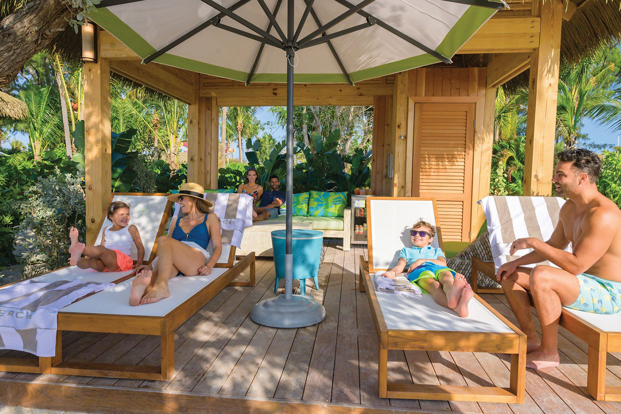 Beach Club Cabana Family Tanning, Perfect Day at Coco Cay 