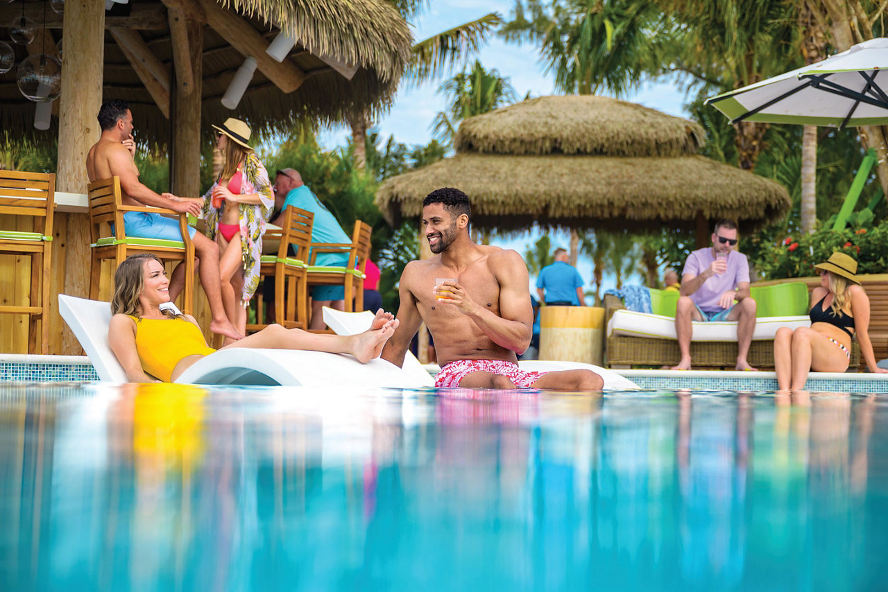 Coco Cay Coco Beach Club Infinity Pool Guests Enjoying, Perfect Day at Coco Cay