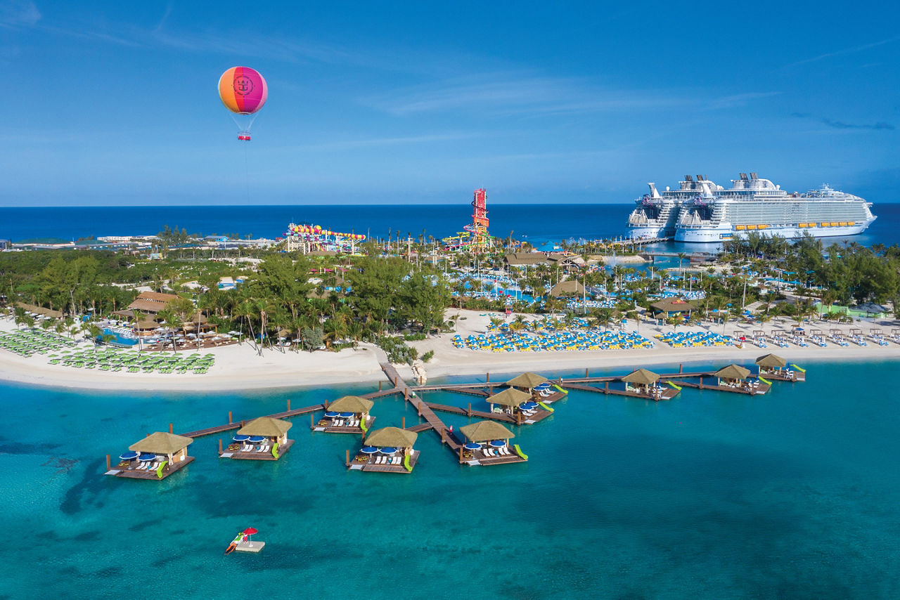 Floating Cabanas with Oasis and Navigator of the Seas, Perfect Day at Coco Cay 