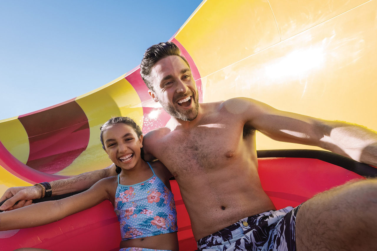 Father and Daughter at Splash Summit Perfect Day at Coco Cay