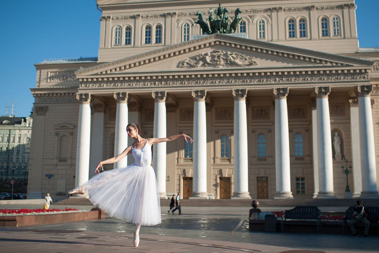 Ballet Performance at Moscow's Bolshoi Theatre in Russia