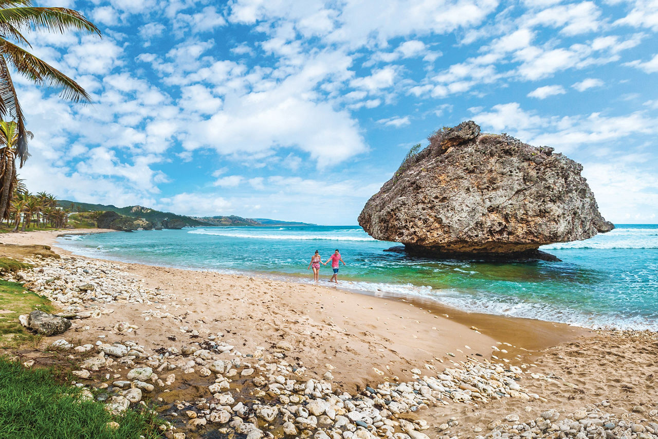 Couple Strolling by a Rock Formation, Barbados