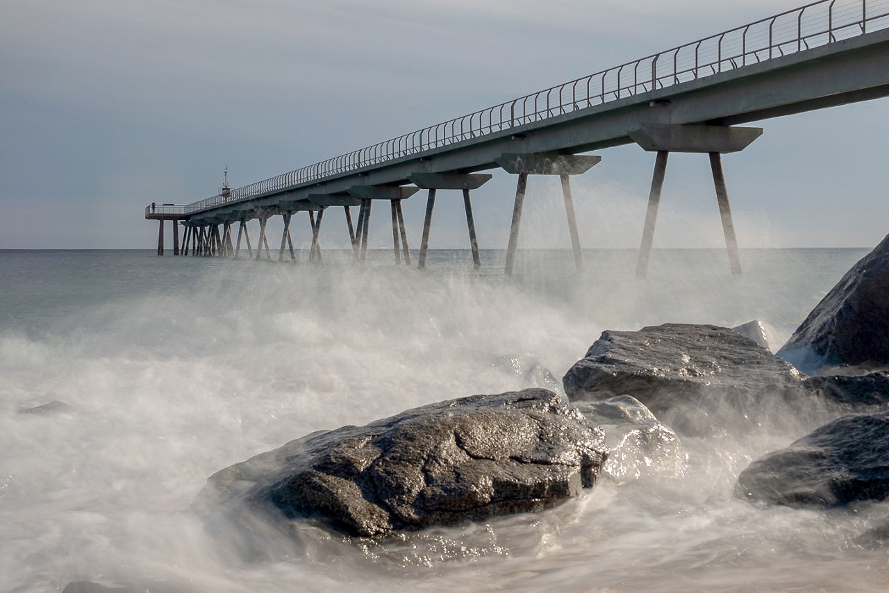 Petroleum Bridge from the beach. Spain.