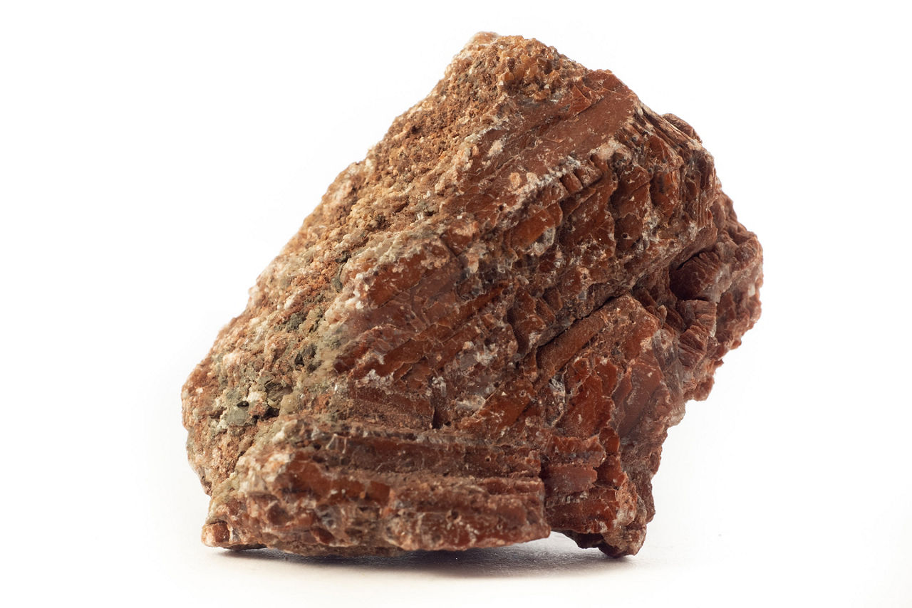 Rock of red gypsum mineral from Spain
