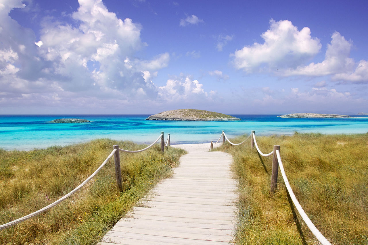 Spain Formentera Ses Illetes Beach Entrance 