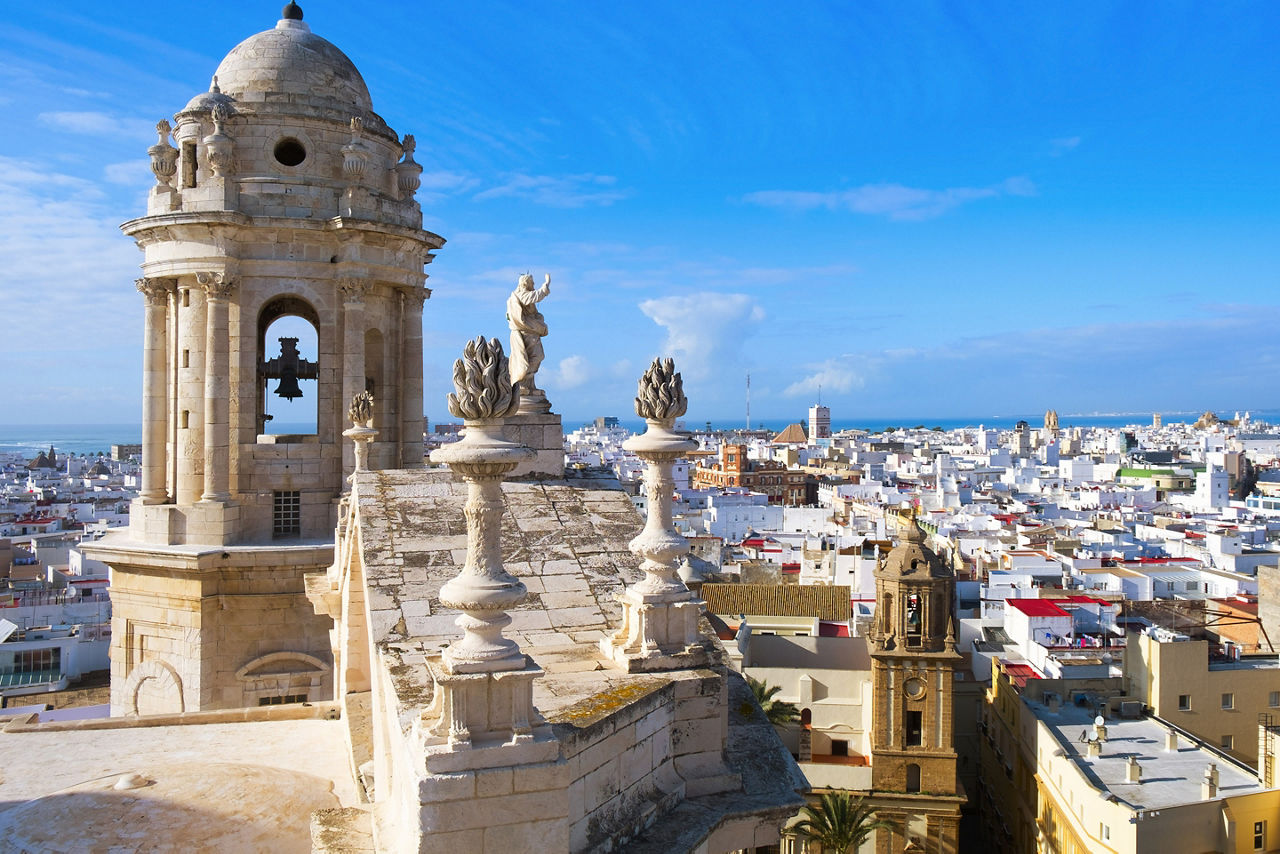 Spain Cadiz Bell Tower Cathedral Aerial 