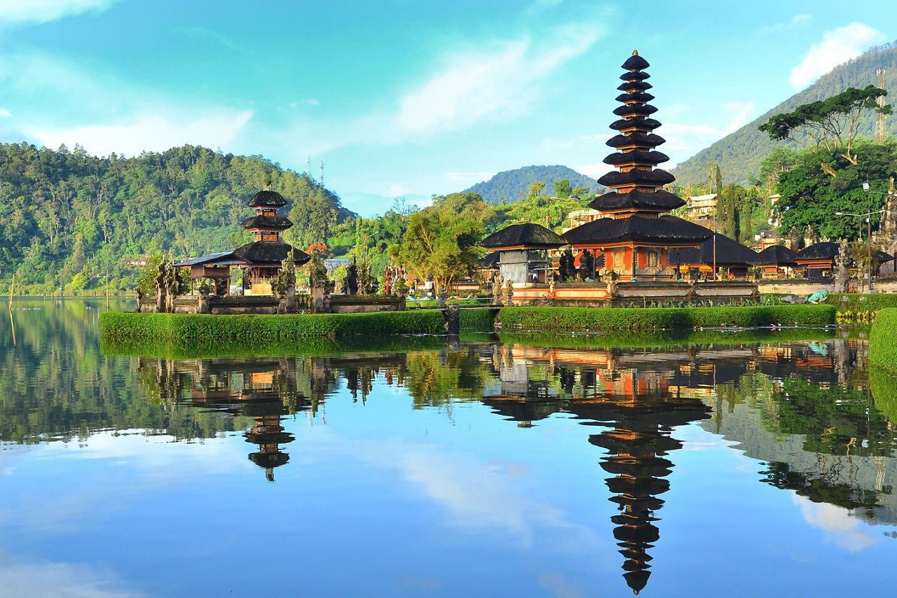 Pura Ulun Danu temple on a lake Beratan on Bali Indonesia