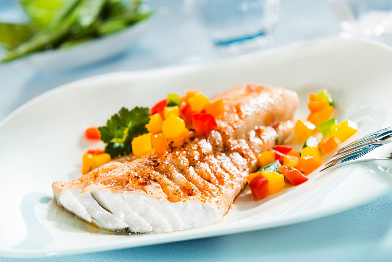 Delicious Healthy Grilled Fish Served on a Platter