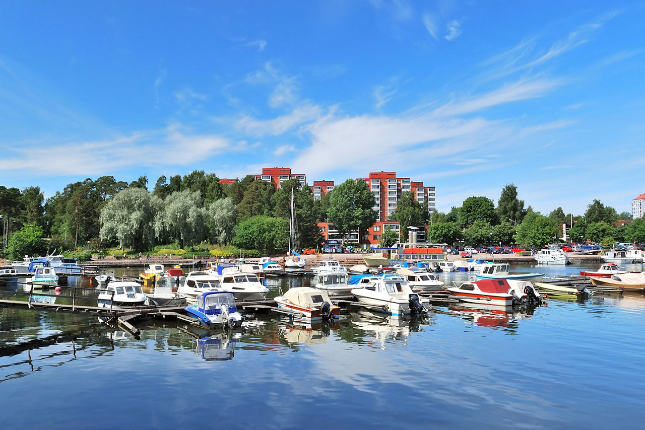 Beautiful harbor of the town of Kotka, Finland