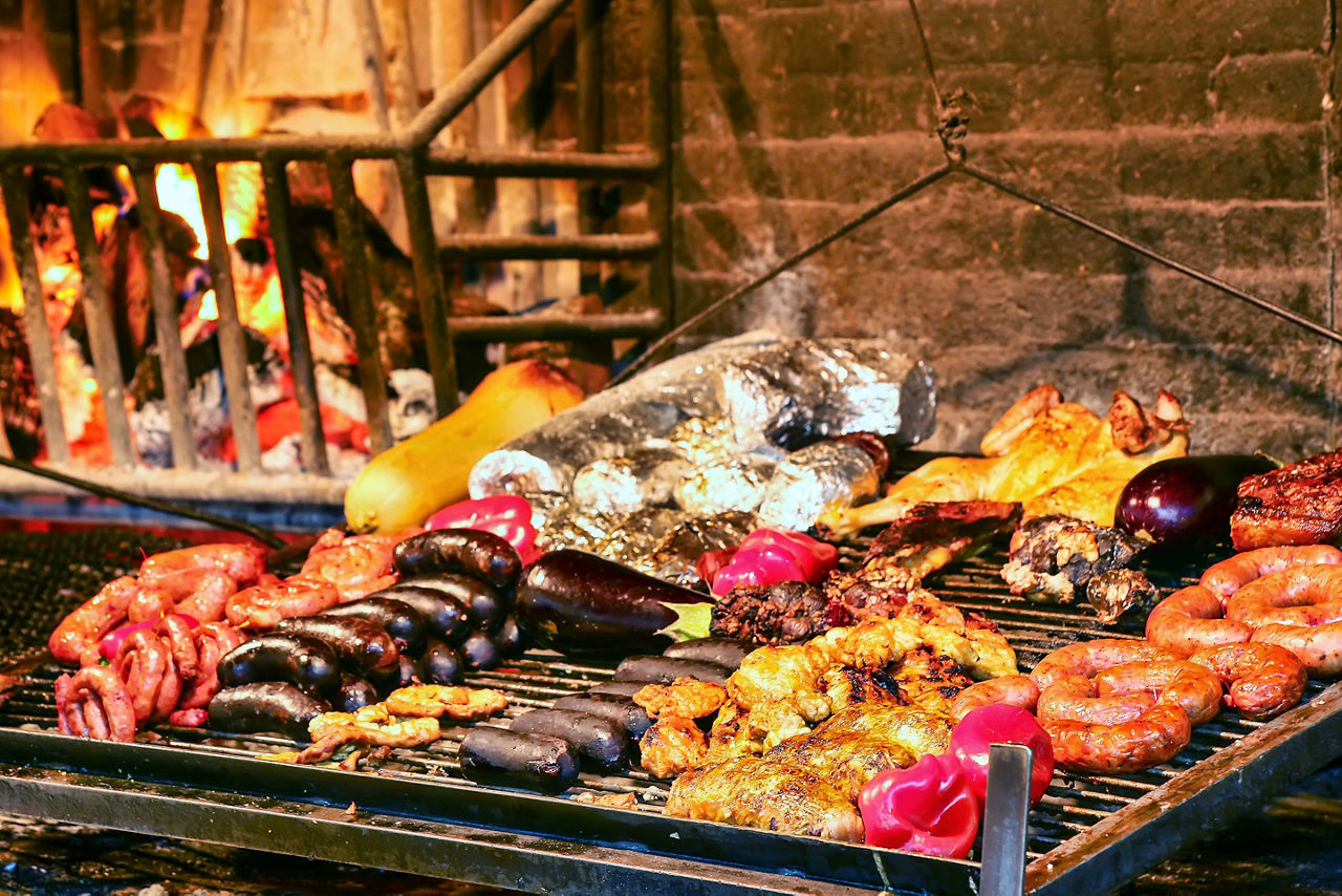 Display of meats in Port Market, Montevideo, Uruguay. 