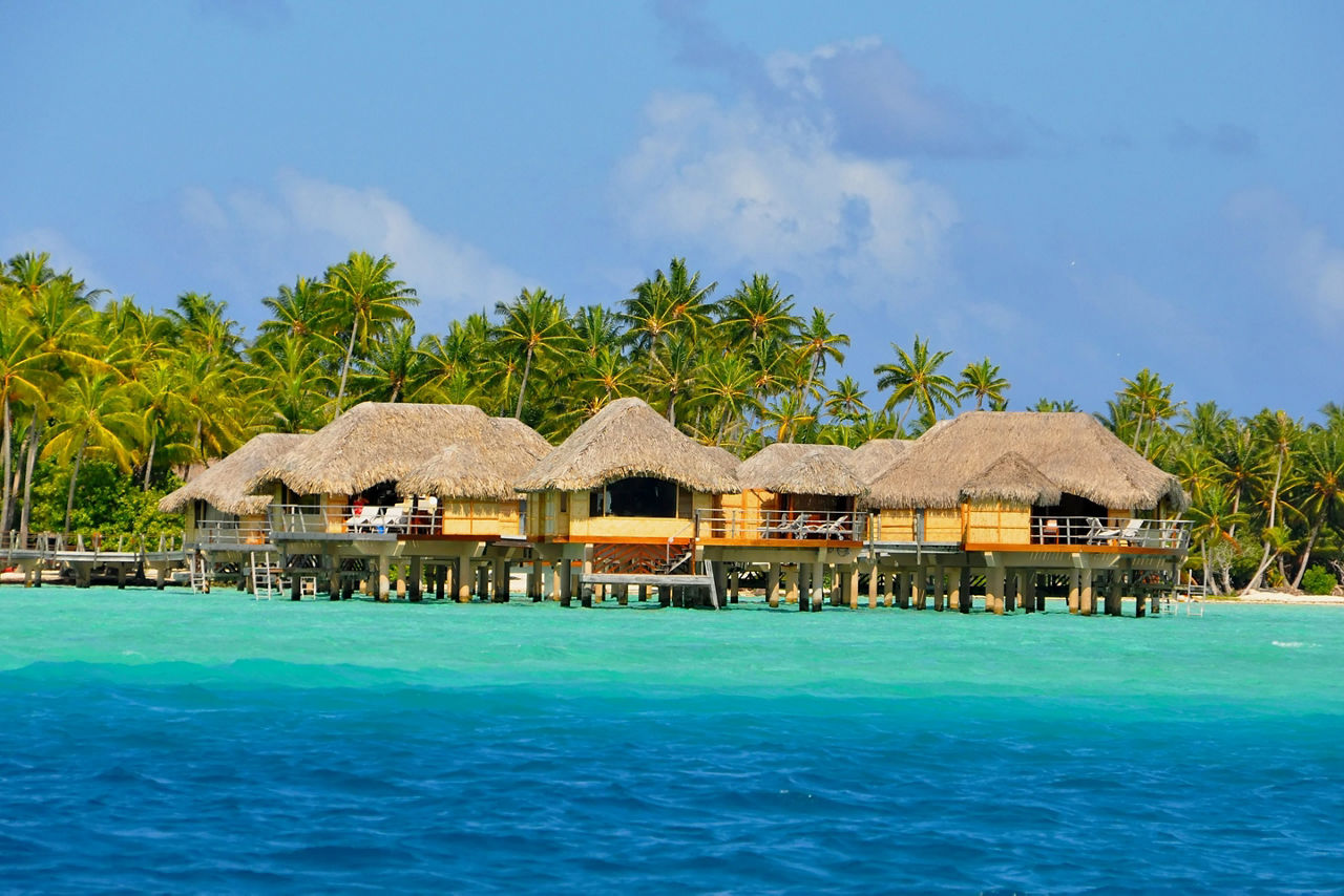 Bungalows at raiatea Island, French Polynesia