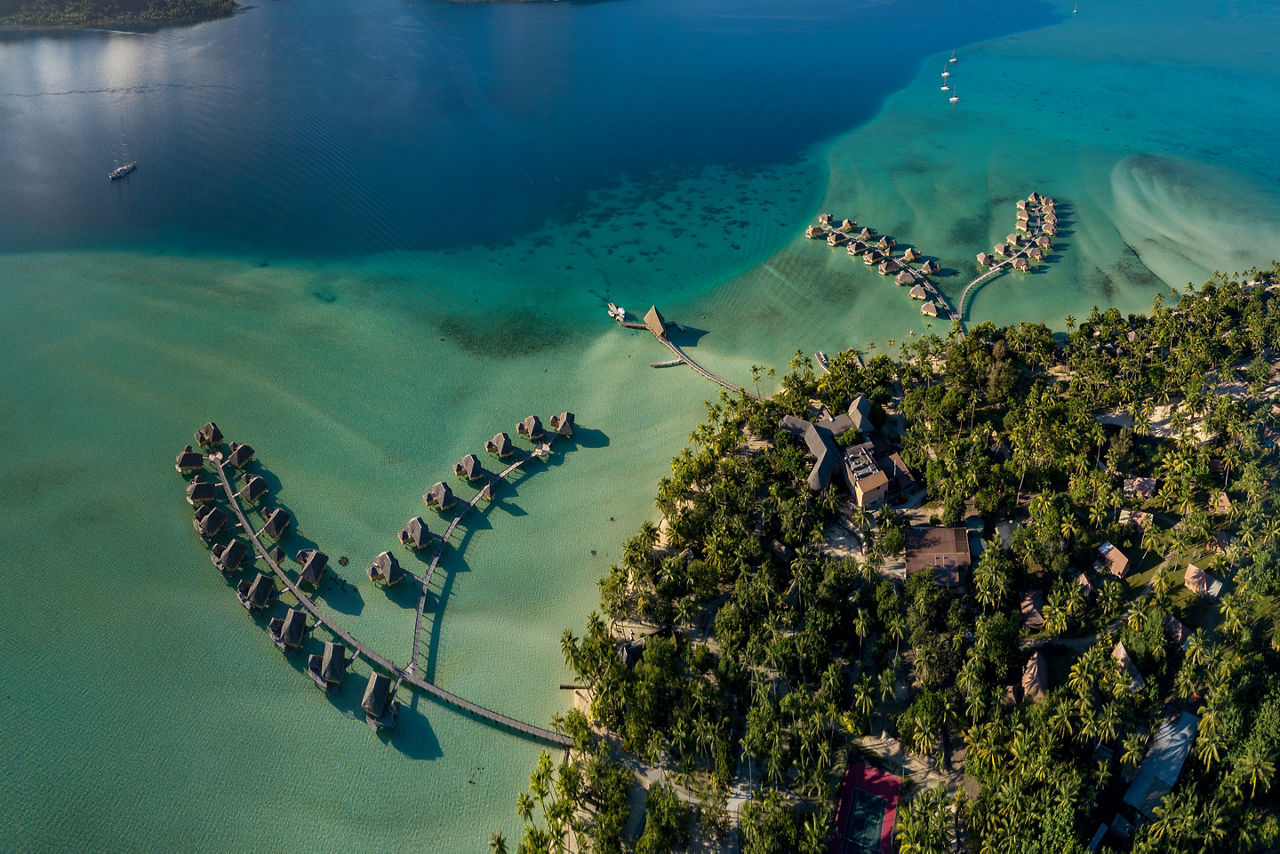 Taha aerial view panorama landscape French Polynesia