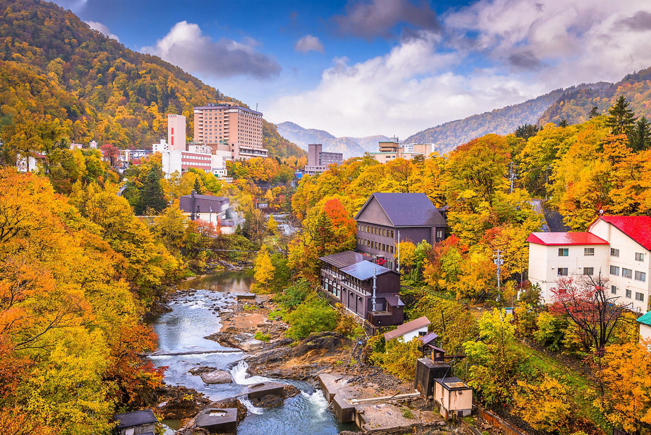 View of Jozankei Onsen in Japan