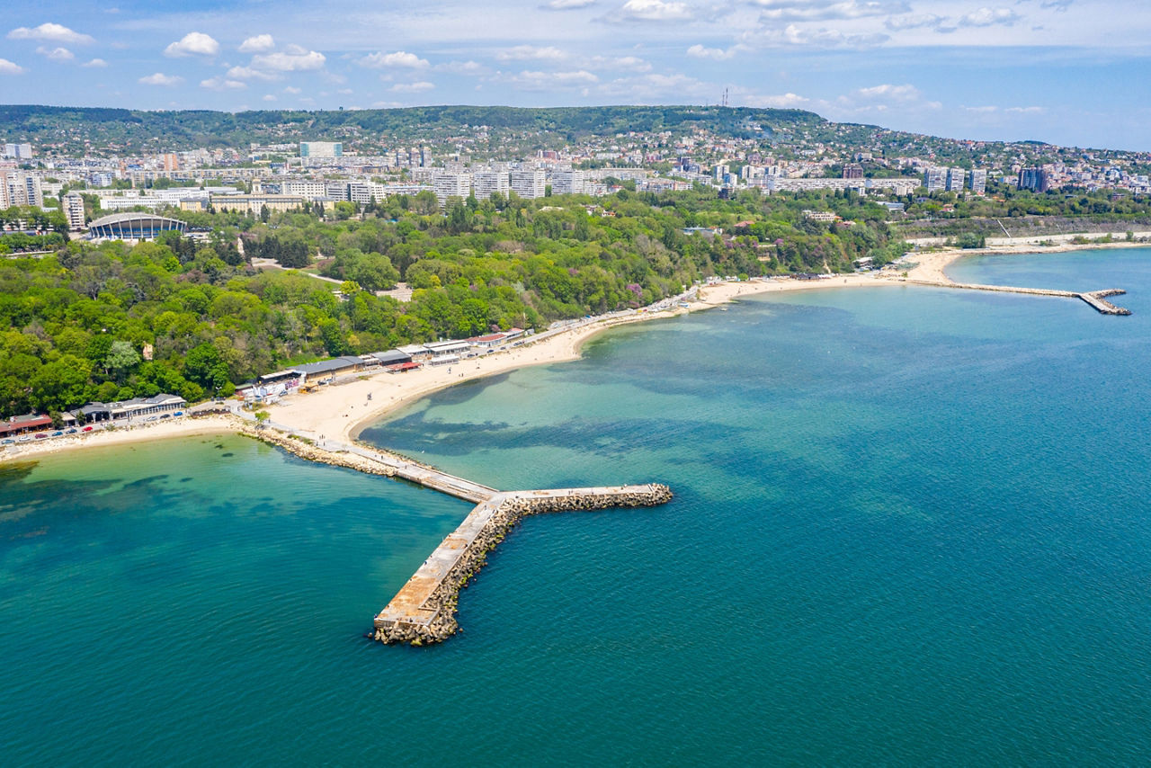 Concrete pier at a beach in Varna, Bulgaria