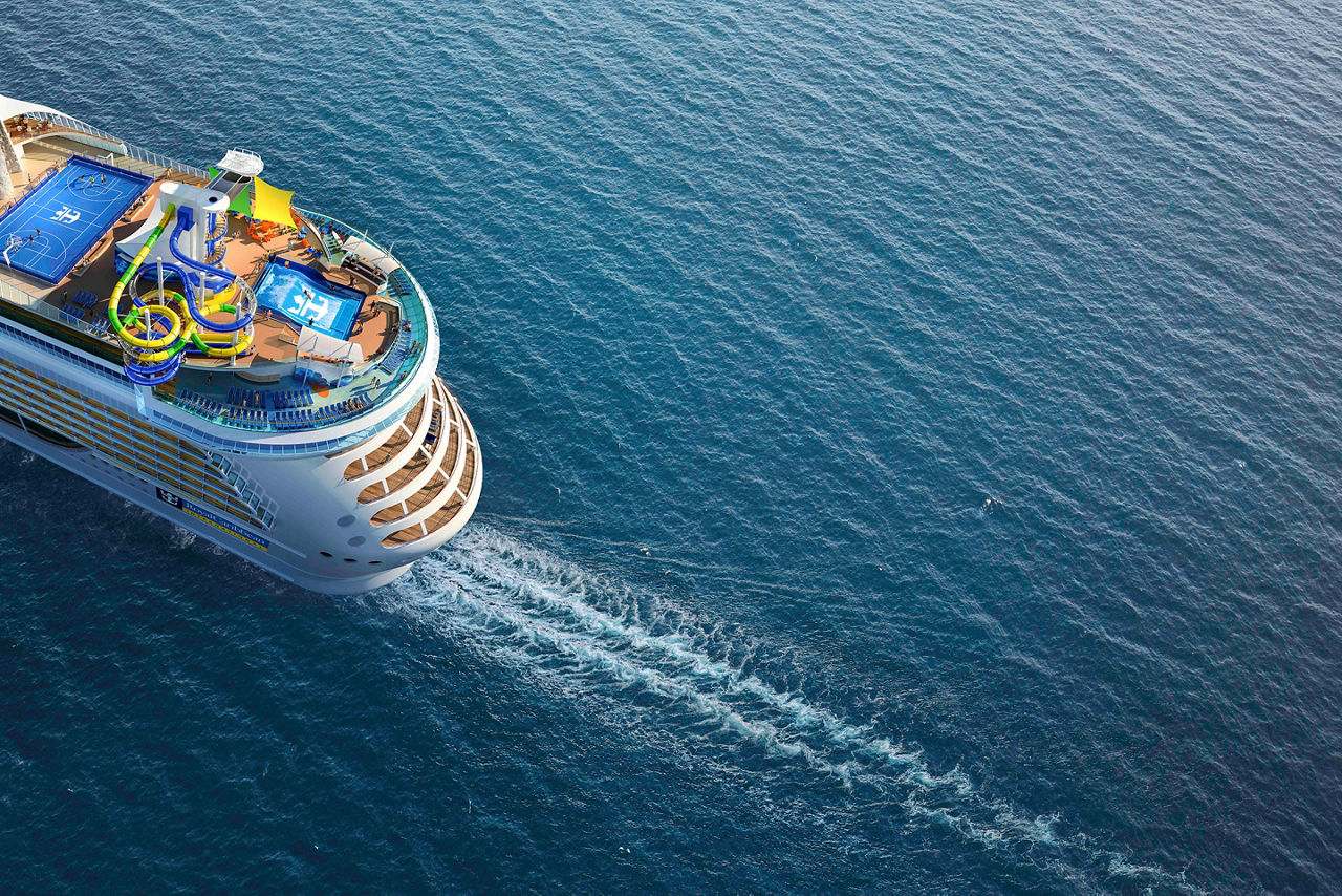 Freedom of the Seas Stern Aerial RENDER