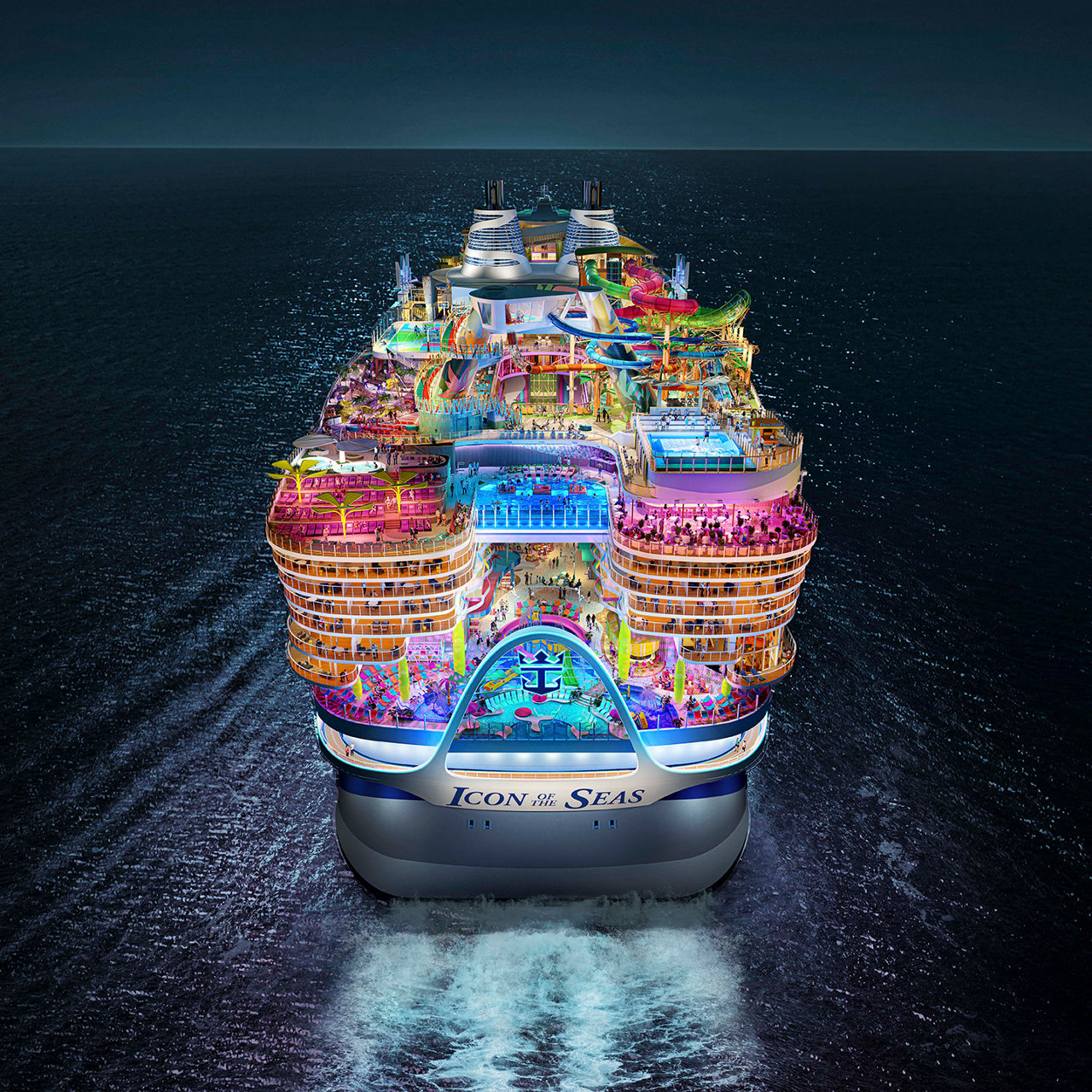 Icon of the Seas Night Sailing Render