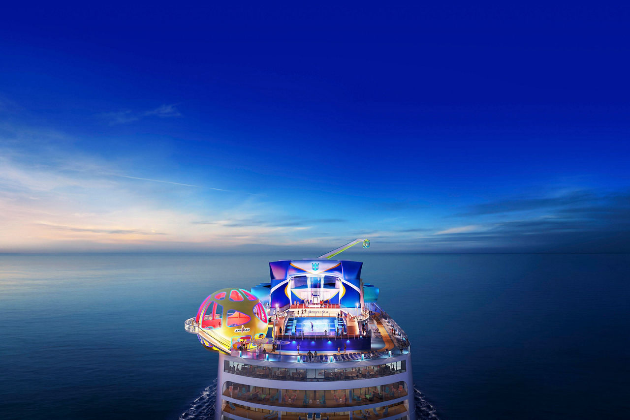 Odyssey of the Seas® Aerial Skypad and Flowrider
