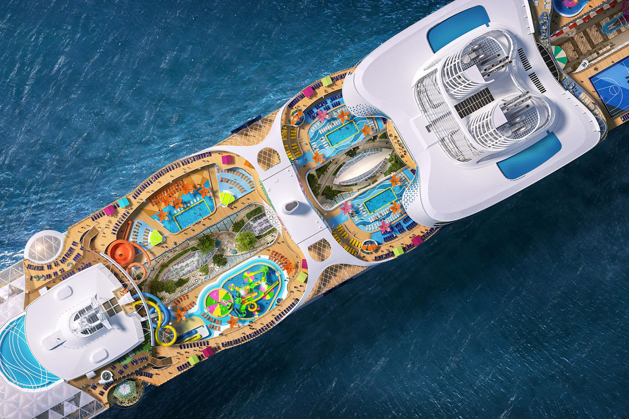 Utopia of the Seas Mid Ship Pool Aerial 