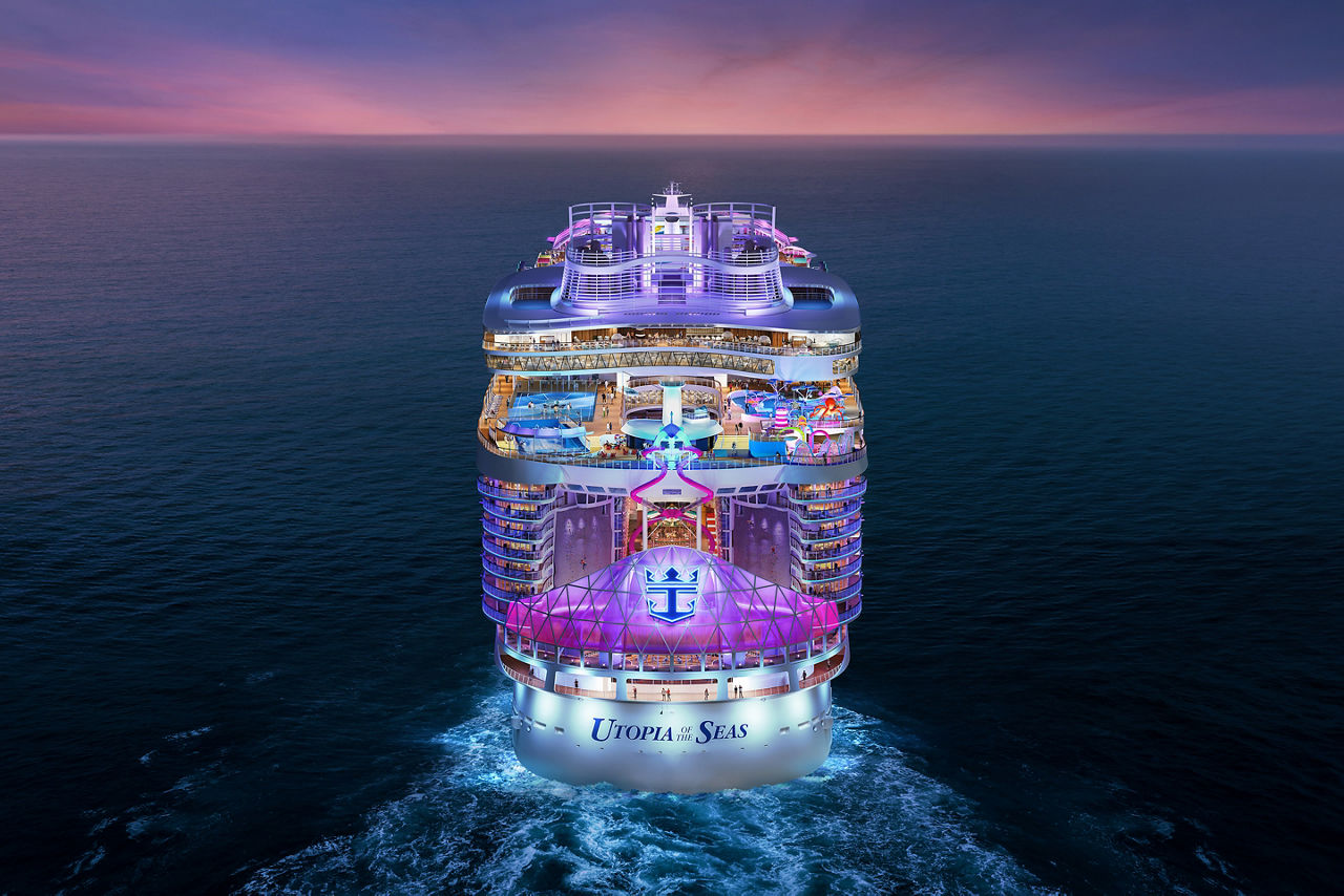 Utopia of the Seas Night Aerial