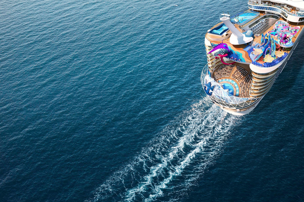 Wonder of the Seas Aft Aerial Render