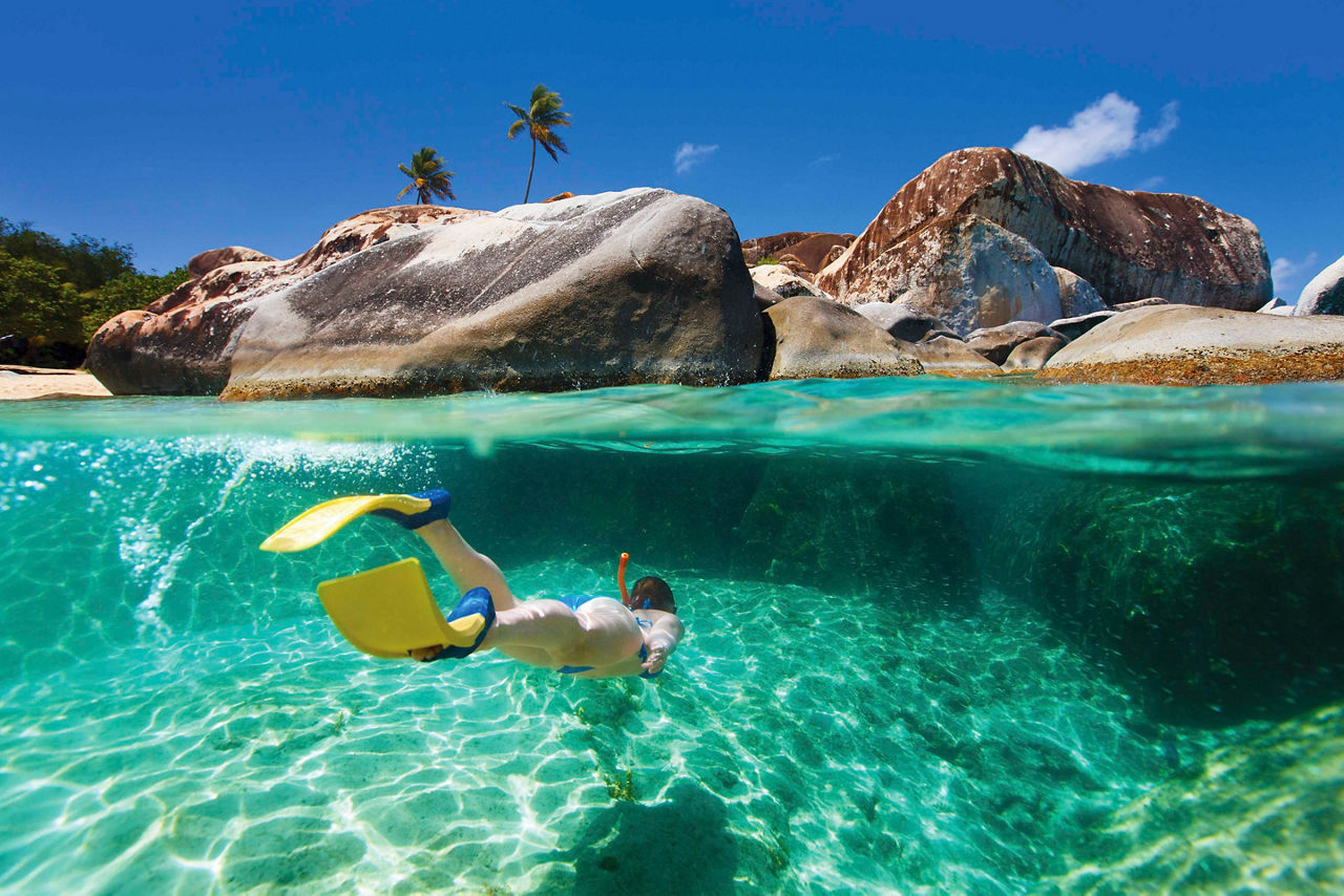 British Island Gorda Baths Woman Snorkeling