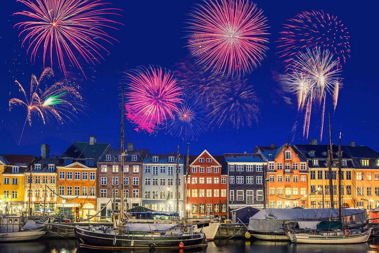 New Year’s Tradition of Watching Fireworks in Copenhagen, Denmark