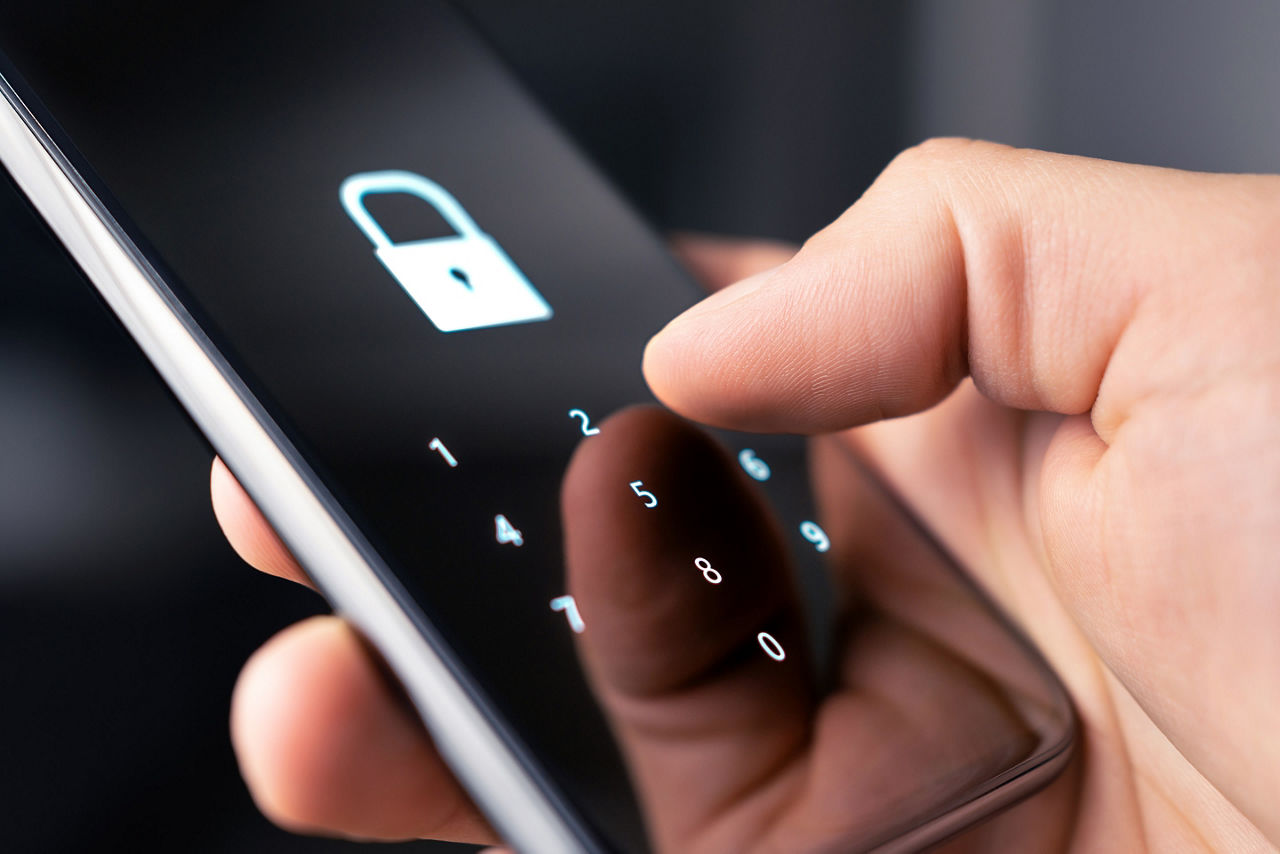 Man Locking his Phone