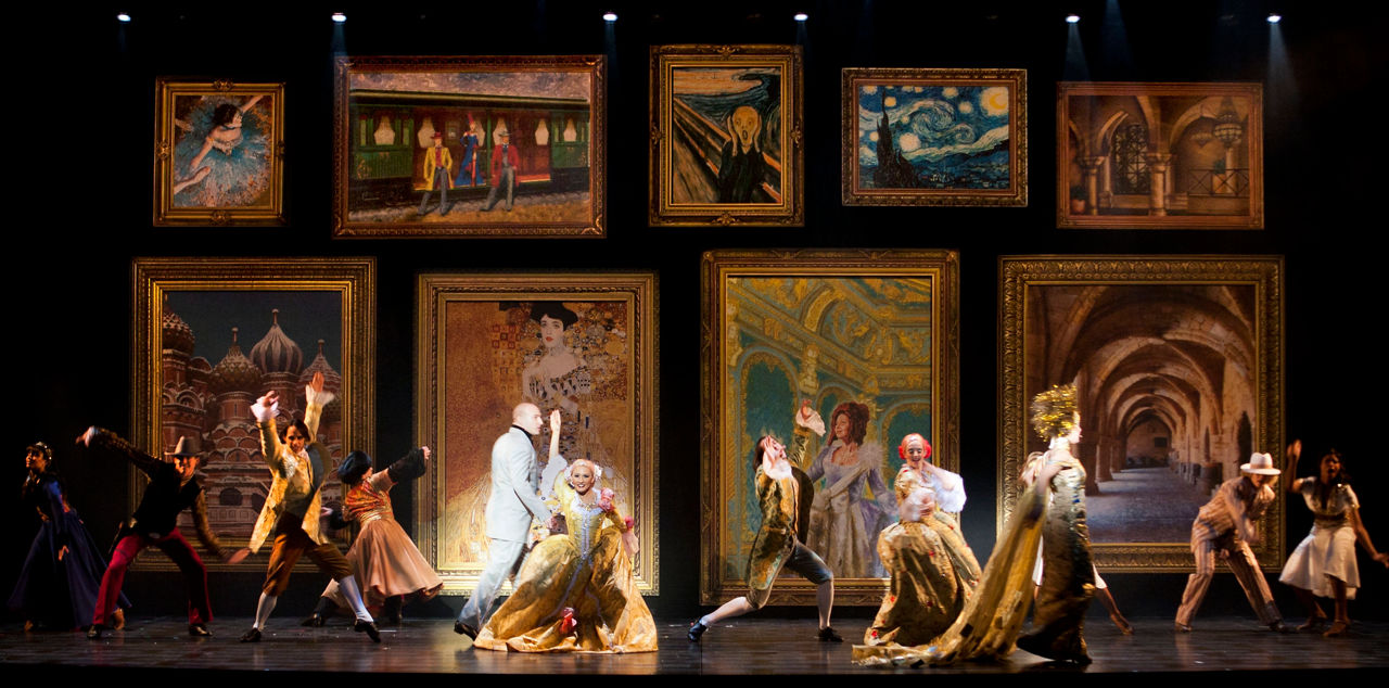 Performers on stage during the Gallery of Dreams Cruise Show on Mariner of the Seas