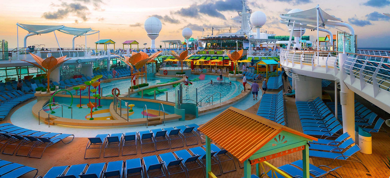 Navigator of the Seas Pool Deck at Sunset