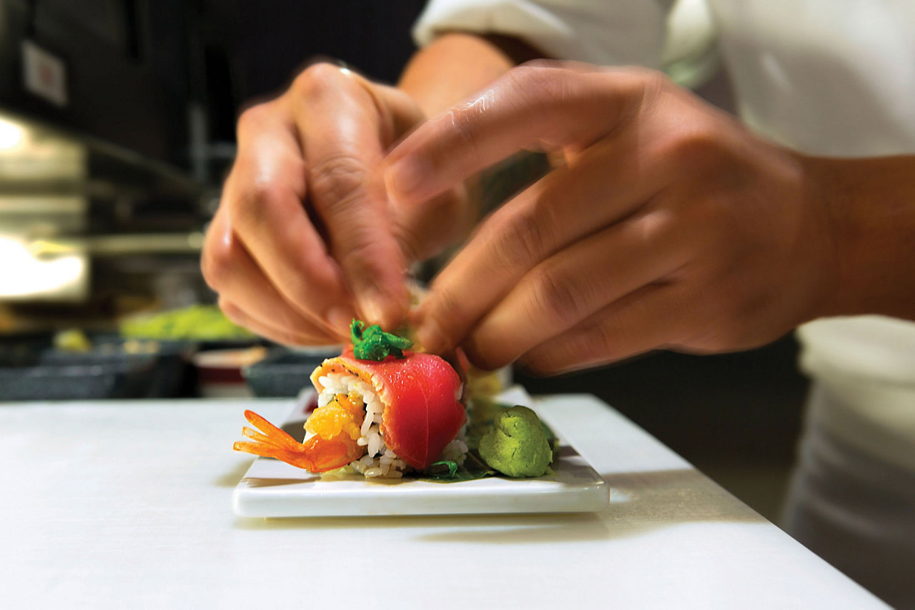 Izumi Sushi Chef Prepping Food