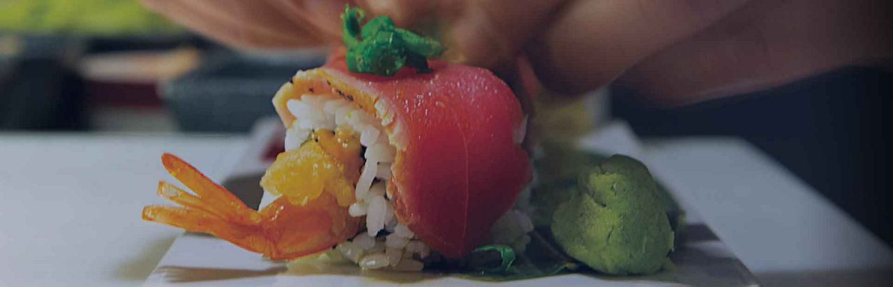 Sushi Roll background image from Izumi, fine dining Japanese Restaurant. Cruise dining on Royal Caribbean Ships.