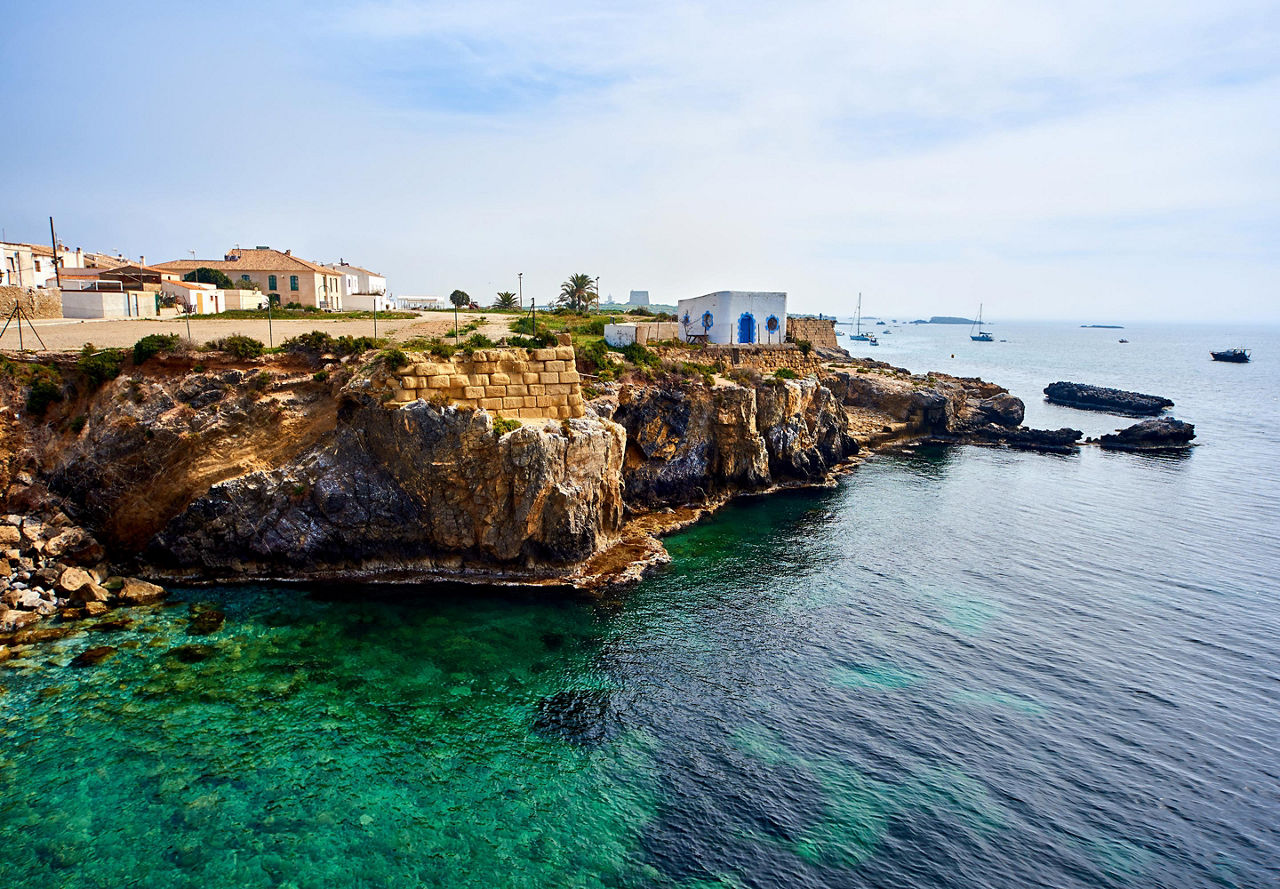 Coastal homes on a small cliff in Alicante, Spain